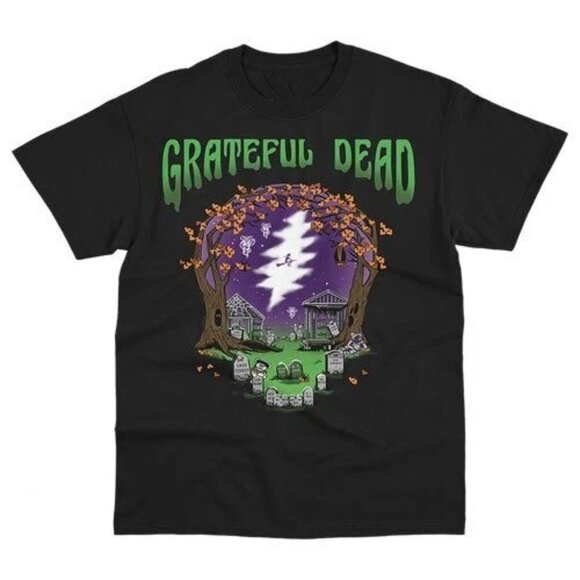 Tops - Retro Grateful Dead-Graveyard Halloween Tee